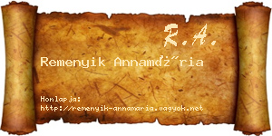Remenyik Annamária névjegykártya